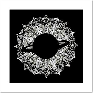 White Mandala Circle Planet Posters and Art